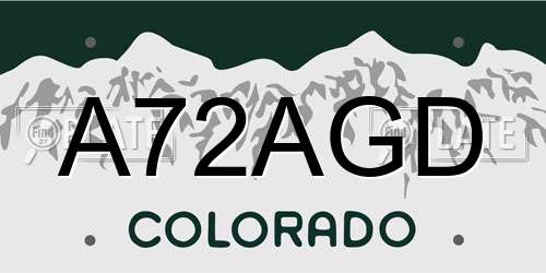 A72AGD Colorado License Plate