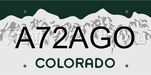 A72AGO Colorado License Plate