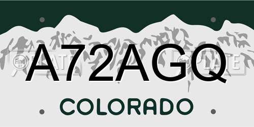 A72AGQ Colorado License Plate