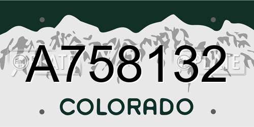 A758132 Colorado License Plate