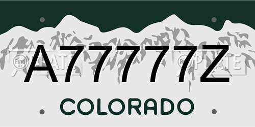 A77777Z Colorado License Plate