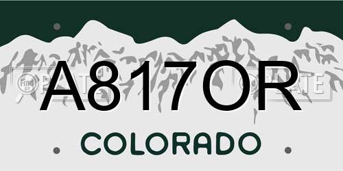 A817OR Colorado License Plate