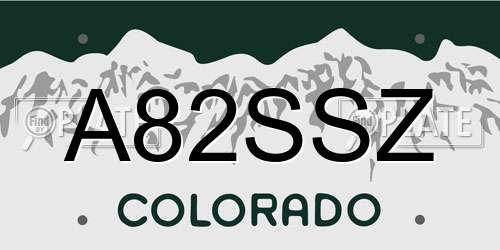 A82SSZ Colorado License Plate