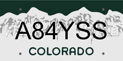 A84YSS Colorado License Plate