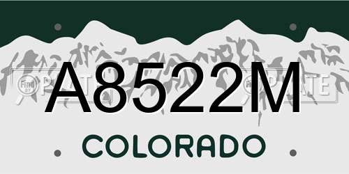 A8522M Colorado License Plate