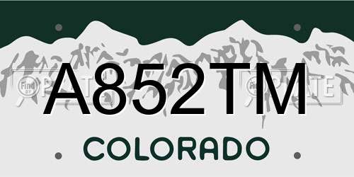 A852TM Colorado License Plate