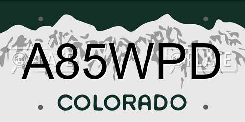 A85WPD Colorado License Plate