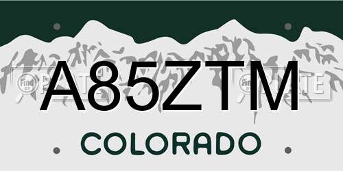 A85ZTM Colorado License Plate