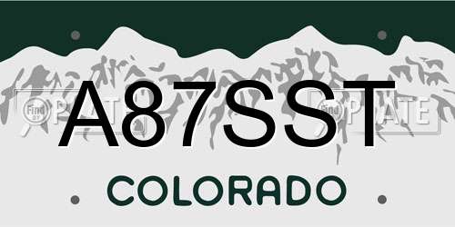 A87SST Colorado License Plate