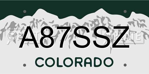 A87SSZ Colorado License Plate