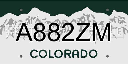 A882ZM Colorado License Plate