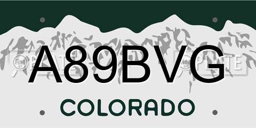 A89BVG Colorado License Plate