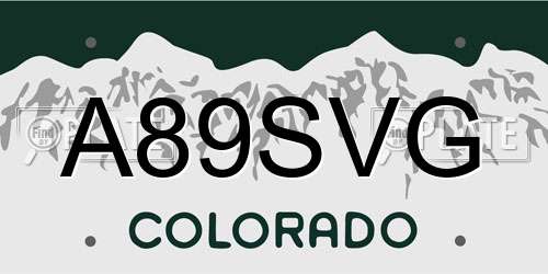 A89SVG Colorado License Plate