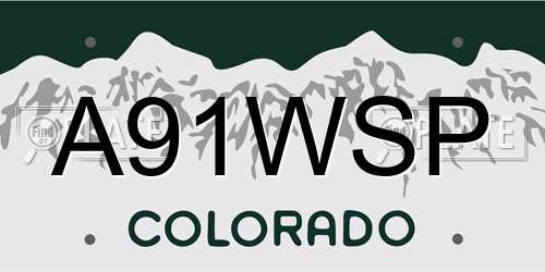 A91WSP Colorado License Plate