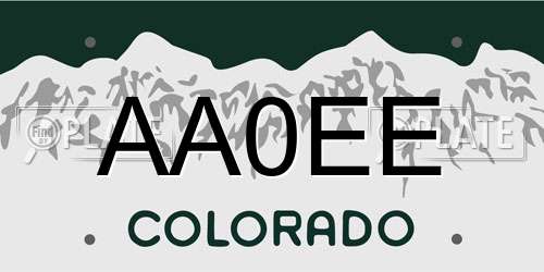 AA0EE Colorado License Plate