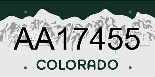 AA17455 Colorado License Plate