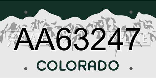 AA63247 Colorado License Plate
