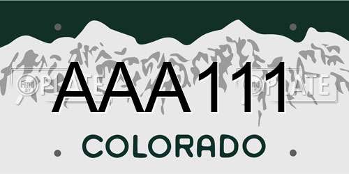 AAA111 Colorado License Plate