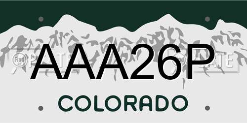 AAA26P Colorado License Plate