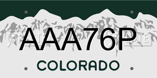 AAA76P Colorado License Plate