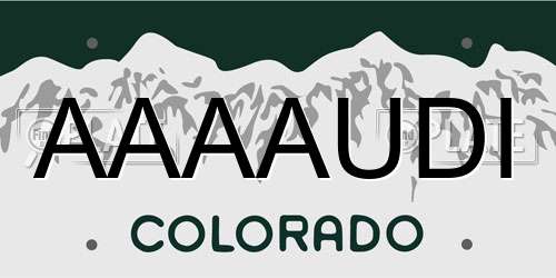 AAAAUDI Colorado License Plate