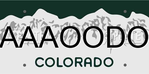 AAAOODO Colorado License Plate