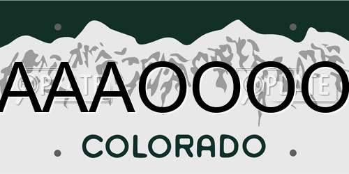 AAAOOOO Colorado License Plate