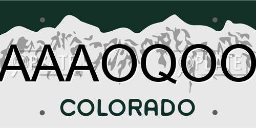 AAAOQOO Colorado License Plate