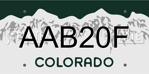 AAB20F Colorado License Plate