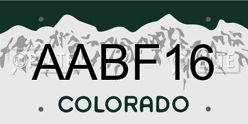 AABF16 Colorado License Plate