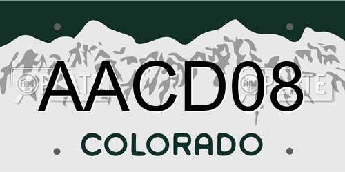 AACD08 Colorado License Plate