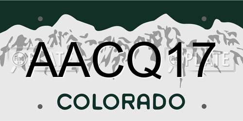 AACQ17 Colorado License Plate