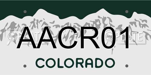 AACR01 Colorado License Plate