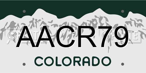 AACR79 Colorado License Plate