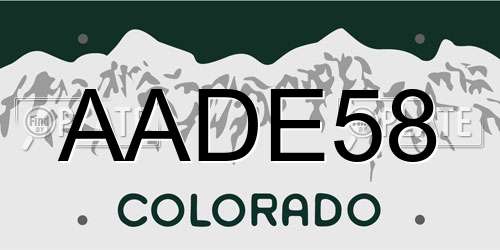 AADE58 Colorado License Plate