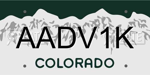 AADV1K Colorado License Plate