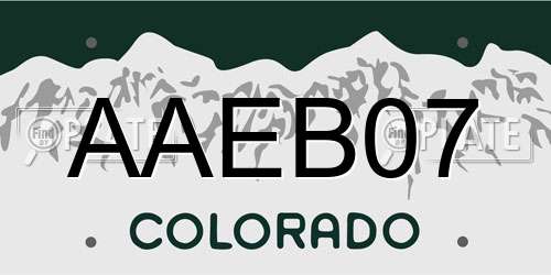 AAEB07 Colorado License Plate