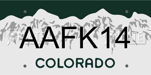 AAFK14 Colorado License Plate