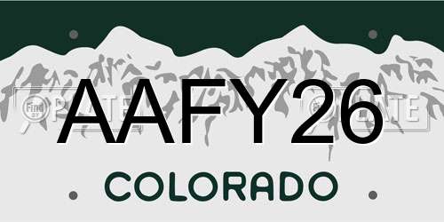 AAFY26 Colorado License Plate