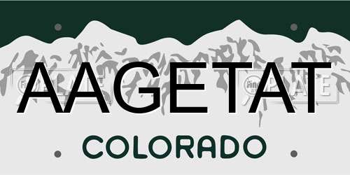 AAGETAT Colorado License Plate