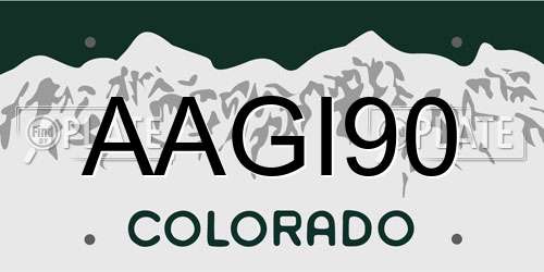AAGI90 Colorado License Plate