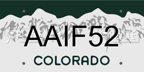 AAIF52 Colorado License Plate