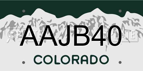 AAJB40 Colorado License Plate