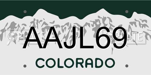 AAJL69 Colorado License Plate