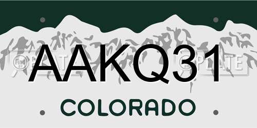 AAKQ31 Colorado License Plate