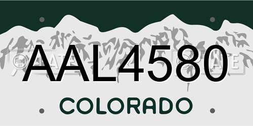 AAL4580 Colorado License Plate
