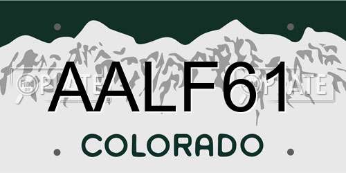 AALF61 Colorado License Plate