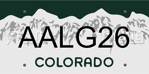 AALG26 Colorado License Plate