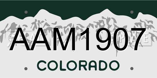 AAM1907 Colorado License Plate
