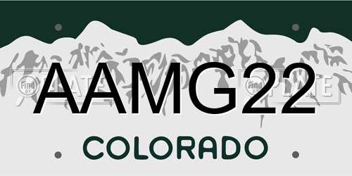 AAMG22 Colorado License Plate